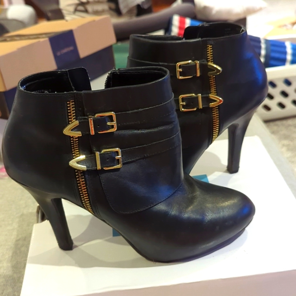 Black Ankle Booties heeled